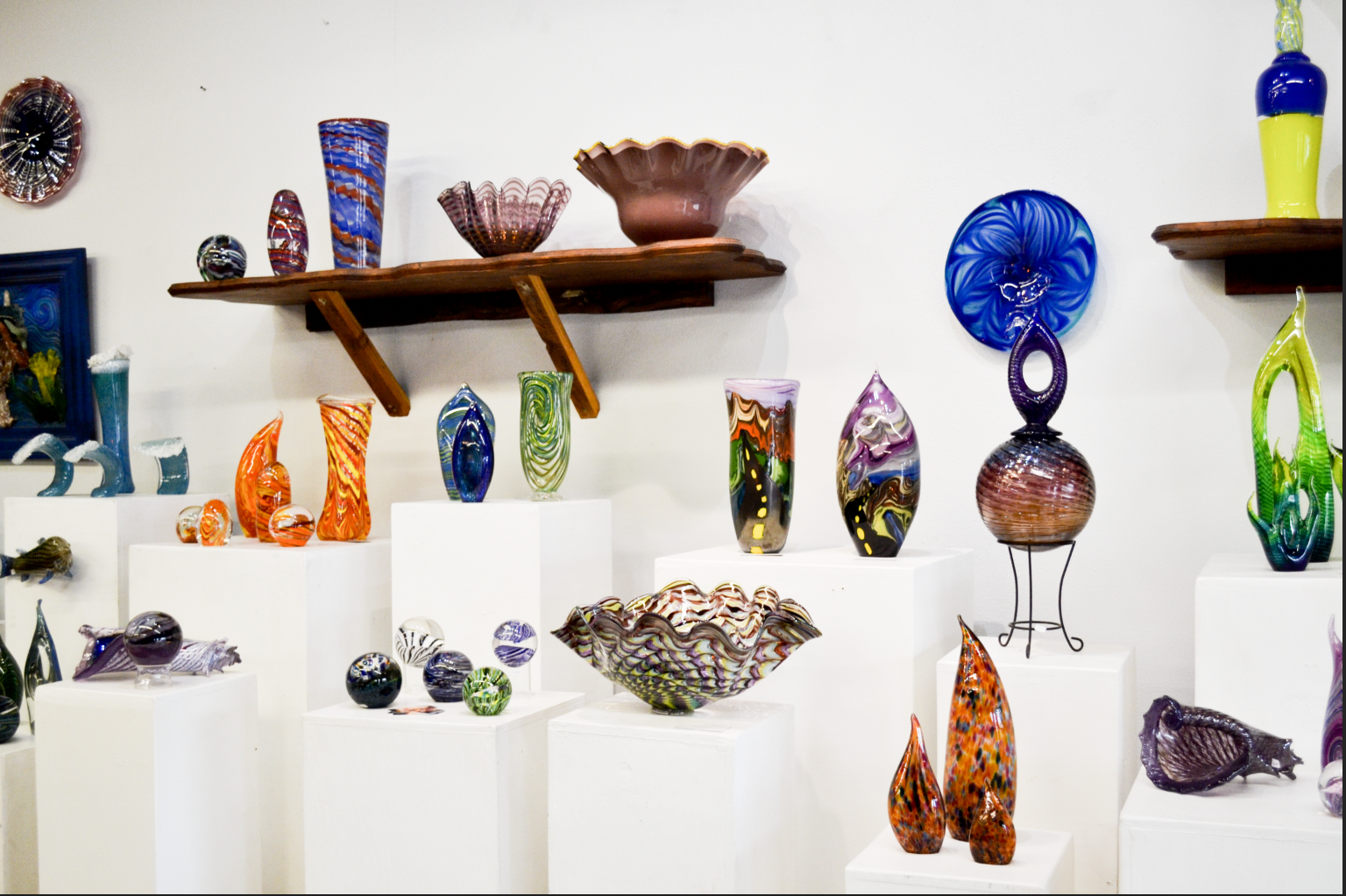 inside look of pieces at the zion art glass studio